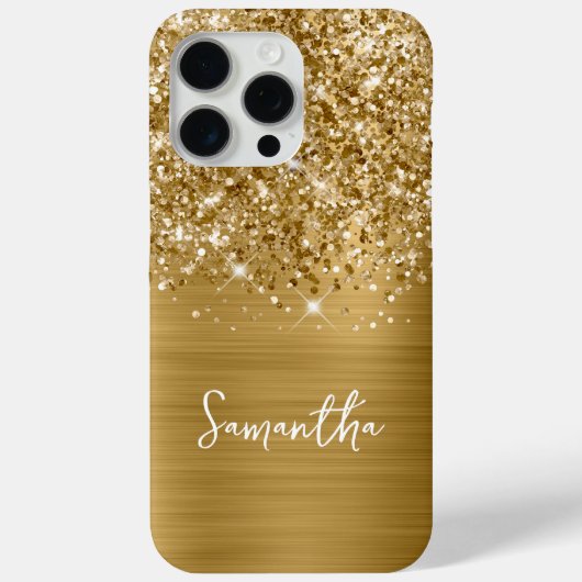 Glittery Gold Glam Name Case-Mate iPhone Hülle (Rückseite)
