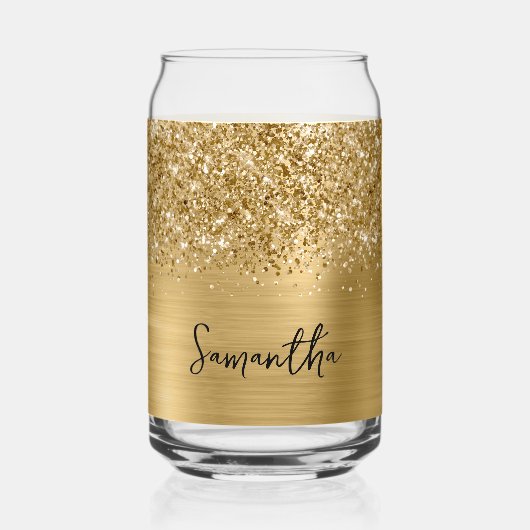 Glittery Gold Glam Name Dosenglas (Vorderseite)