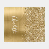 Glittery Gold Glam Name Fleecedecke (Vorderseite (Horizontal))