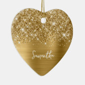 Glittery Gold Glam Name Foto Keramik Ornament (Rechts)