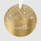 Glittery Gold Glam Name Foto Ornament (Vorderseite)