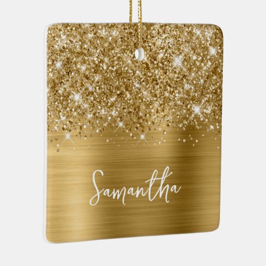 Glittery Gold Glam Name Keramikornament (Rechts)
