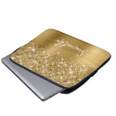 Glittery Gold Glam Name Laptopschutzhülle (Vorne Knopf)