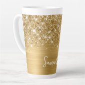 Glittery Gold Glam Name Milchtasse (Linke Ecke)