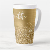 Glittery Gold Glam Name Milchtasse (Rechte Ecke)