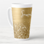 Glittery Gold Glam Name Milchtasse (Linke Ecke)