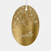 Glittery Gold Glam Name Ornament Aus Metall (Vorderseite Rechts)