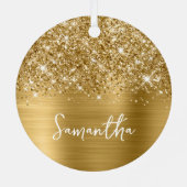 Glittery Gold Glam Name Ornament Aus Metall (Rückseite)