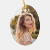 Glittery Gold Glam Name Oval Foto Keramik Ornament (Hinten)