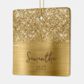 Glittery Gold Glam Name Photo Keramikornament (Links)