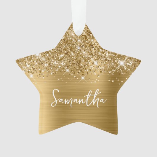 Glittery Gold Glam Name Star Ornament (Vorderseite)