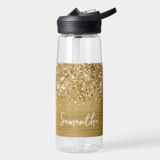 Glittery Gold Glam Name Trinkflasche (Links)