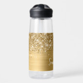 Glittery Gold Glam Name Trinkflasche (Vorne)