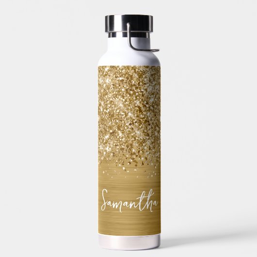 Glittery Gold Glam Name Trinkflasche (Links)