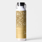 Glittery Gold Glam Name Trinkflasche (Vorne)