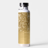 Glittery Gold Glam Name Trinkflasche (Rechts)