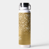 Glittery Gold Glam Name Trinkflasche (Rückseite)