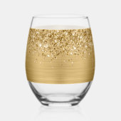 Glittery Gold Glam Name Weinglas Ohne Stiel (Rechts)