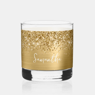 Glittery Gold Glam Name Whiskyglas