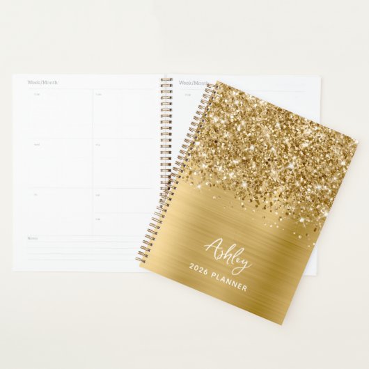 Glittery Gold Glam Personalisiert 2023 Planer (Anzeige)