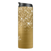 Glittery Gold Glam Personalisierter Name Thermosbecher (Nach rechts gedreht)