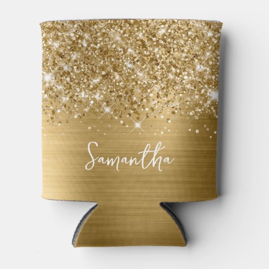 Glittery Gold Glam Script Name Dosenkühler (Vorderseite)