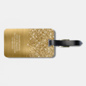 Glittery Gold Glam Script Name Gepäckanhänger (Rückseite horizontal)