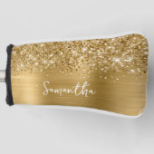 Glittery Gold Glam Script Name Golf Headcover (Vorderseite)