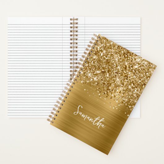 Glittery Gold Glam Script Name Notizblock (Innen)