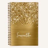 Glittery Gold Glam Script Name Notizblock (Vorderseite)