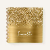 Glittery Gold Glam Script Name Notizblock (Vorderseite)