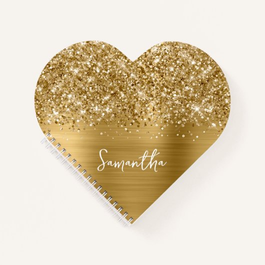 Glittery Gold Glam Script Name Notizblock (Vorderseite)