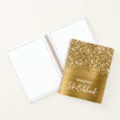 Glittery Gold Glam Sketchbook mit Namen Notizblock (Innenseite)