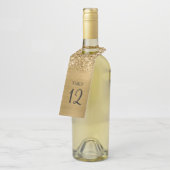 Glittery Gold Glam Tischnummer Flaschenanhänger (Angewinkelt)
