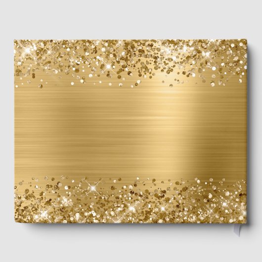 Glittery Gold Glam Wedding Gästebuch (Rückseite)