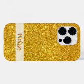 Glittery Gold Glitzer Individuelle Name Personalis Case-Mate iPhone Hülle (Rückseite (Horizontal))