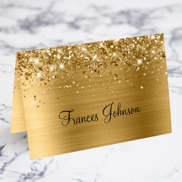 Glittery Gold Individuelle Name Platzkarten Tischnummer