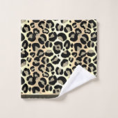 Glittery Gold Leopard Safari Print Badhandtuch Set (Waschlappen)