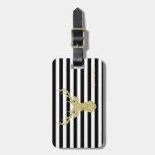Glittery Gold Liebe , Schwarze Streifen Personalis Gepäckanhänger (Vorderseite vertikal)