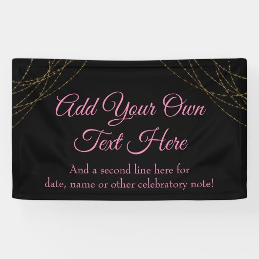 Glittery Gold Light Strings Ihren eigenen Text hin Banner (Horizontal)