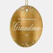 Glittery Gold Meine ersten Weihnachten als Oma Keramik Ornament (Rechts)