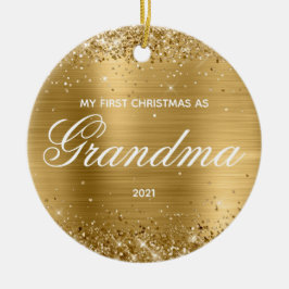Glittery Gold Meine ersten Weihnachten als Oma Keramik Ornament