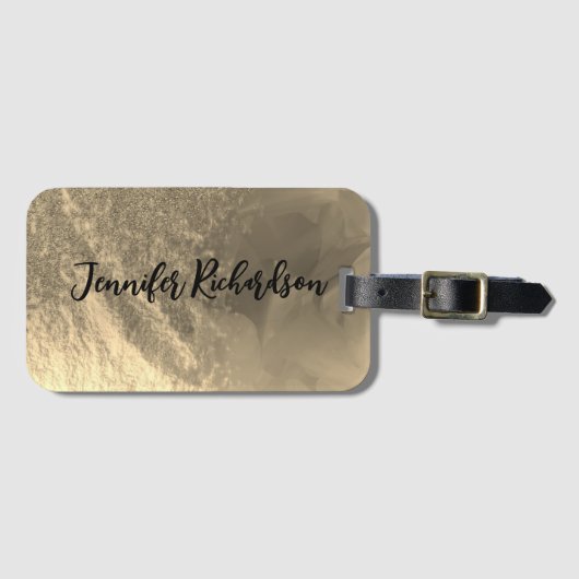 Glittery Gold Metallic Extravagant Chic Calligraph Gepäckanhänger (Vorderseite (Horizontal))