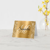 Glittery Gold Metallic Foil Extravagant Monogram Karte (Gelbe Blume)