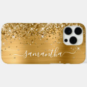 Glittery Gold Metallic Girly Signature Case-Mate iPhone Hülle (Rückseite (Horizontal))