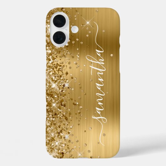 Glittery Gold Metallic Girly Signature Case-Mate iPhone Hülle (Rückseite)