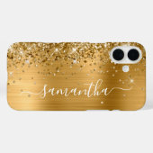 Glittery Gold Metallic Girly Signature Case-Mate iPhone Hülle (Rückseite (Horizontal))