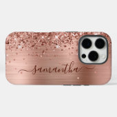 Glittery Gold Metallic Girly Signature Case-Mate iPhone Hülle (Rückseite (Horizontal))