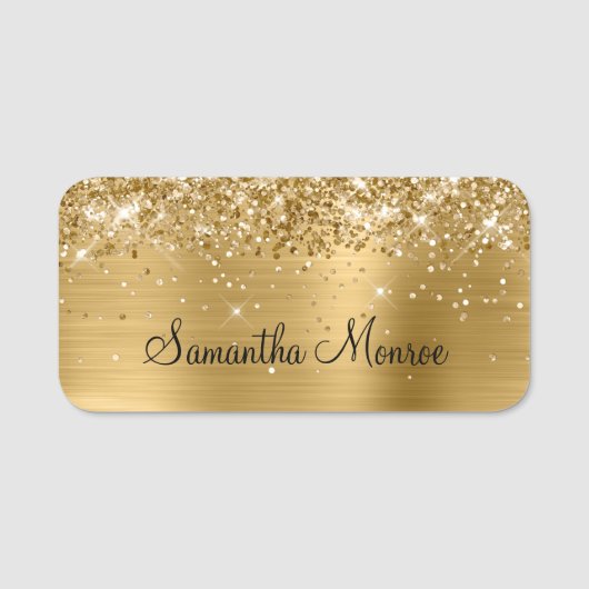 Glittery Gold Metallic Namensschild (Vorderseite)