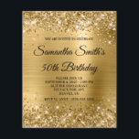 Glittery Gold Monogram 50. Geburtstagsaufruf<br><div class="desc">Eine glamouröse extravagante Monogramm 50. Geburtstagseinladung für sie. Imitate funkelnd goldfarbener und goldener Glitzer gegen ein koordinierendes Imitat glänzend gebürstete Metallfolienbild. Glitzer,  Funkeln und Folie sind in diesem modernen,  mädchenhaften Design digitale Grafiken,  die wie ein Foto gedruckt werden. Eine Budgethilfepapier-Option für Ihre Geburtstagsfeier. Sie können die Umschlagoption auswählen.</div>